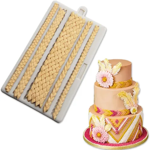 Miniatura 2 de Cestony 2 moldes de silicona plisados de encaje para pastel de bricolaje, fondant, galletas, jabón, pudín de azúcar, chocolate, dulces, postres