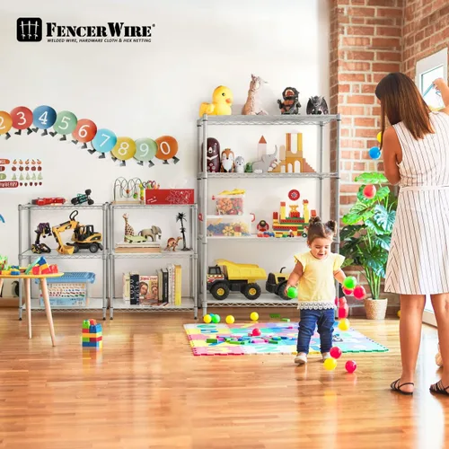 Miniatura 2 de Fencer Wire NSF Estantería de alambre de altura ajustable con forro, estantería de almacenamiento de sótano, estantes de almacenamiento de acero