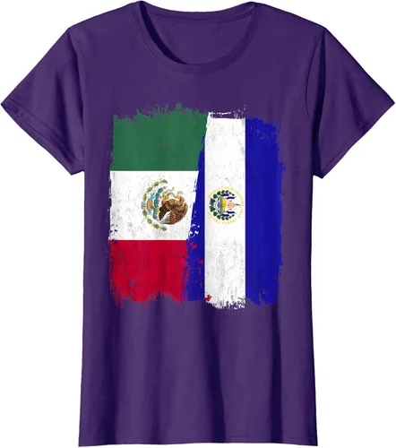 Miniatura 13 de Camiseta con la bandera mexicana de El Salvador con la mitad de la bandera mexicana de El Salvador