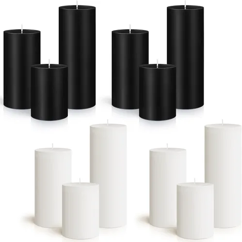Miniatura 10 de Sumind Juego de 12 velas de pilar a granel de 3 x 4 pulgadas, 6 pulgadas, 8 pulgadas, sin goteo, sin perfume, velas largas y limpias para bodas, Rosa
