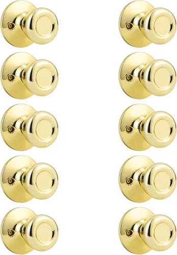 Miniatura 9 de GOBEKOR Paquete de 1 perillas para puerta de paso, pomos interiores de latón pulido sin llave, pomos de puerta de armario, pasillo, pomo de paso