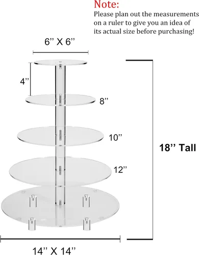 Miniatura 6 de Torre de 5 niveles para exhibir postres en fiestas de bodas. Material acrílico transparente, Transparente