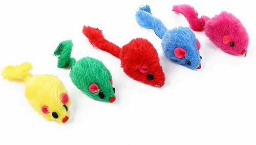 Miniatura 6 de 12 piezas de juguetes de ratón para gatos, juguetes de ratones de felpa sintética para gatos con cuerpo de plástico, juguetes interactivos de hierba
