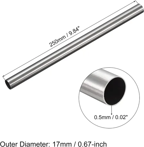 Miniatura 30 de uxcell Tubo de acero inoxidable 304, diámetro exterior de 34 mm x 1,5 mm de espesor de pared, 300 mm de longitud de tubería metálica para maquinaria
