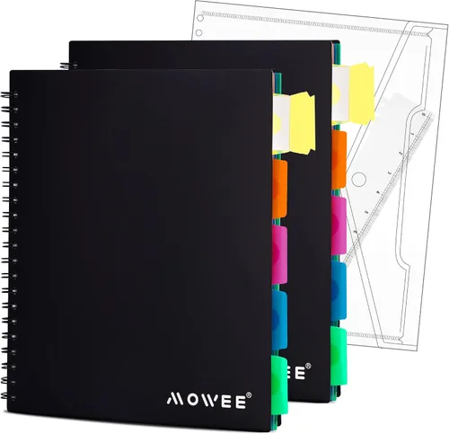 Miniatura 20 de Cuaderno de 5 materias – Cuaderno de espiral, cuaderno de rayas universitarias con bolsillo divisor, pestañas, regla de 11 pulgadas, 200 páginas