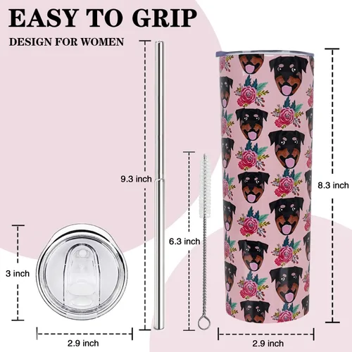 Miniatura 5 de Taza de Rottweiler - Regalos para amantes de perros - Regalo para perros - Tazas de café de viaje de Rottweiler para bebidas frías y calientes - Con