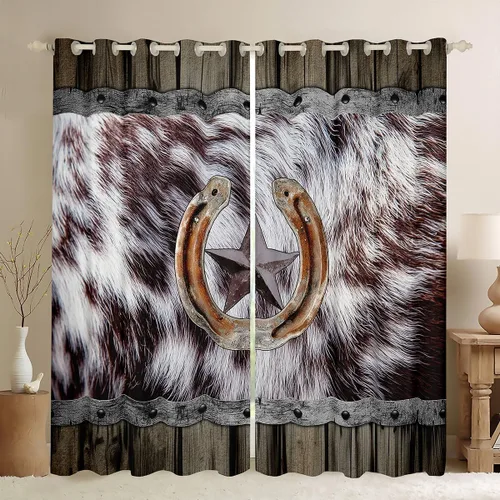 Miniatura 19 de Cortinas de ventana de herradura con estrellas de Texas, cortinas de granero de madera rústicas occidentales, 38 pulgadas de ancho x 45 pulgadas