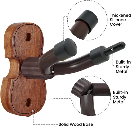 Miniatura 2 de BestSounds - Soporte de pared para violín con gancho para arco Home & Studio, soporte para violín de palisandro (palisandro MA-R5)