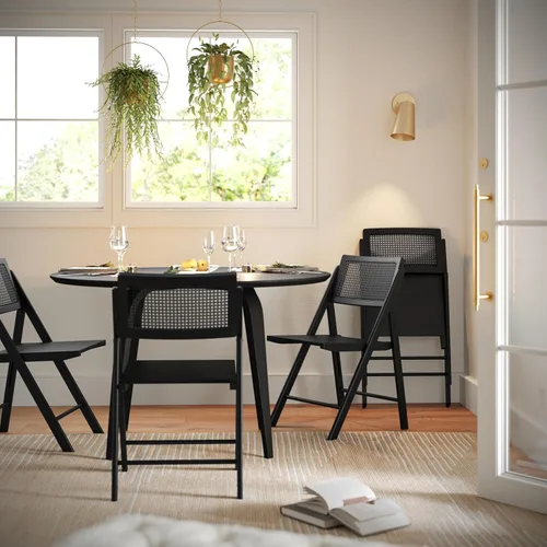 Miniatura 2 de Flash Furniture Galene Cane - Juego de sillas plegables de ratán con marco y asiento de madera maciza, respaldo ventilado, solución para asientos