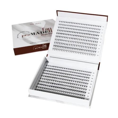 THE LASH SUPPLY 450 abanicos, 14D volumen Promade Fan Mega Box, rizo C/D, longitud 0.354-0.787 in, 0.03 de grosor, rizo natural y duradero, abanicos