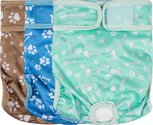 Miniatura 26 de wegreeco - Pañales lavables y reutilizables para perros (patrón elegante), pañales para perras, paquete de 3 (elegante, talla XL)