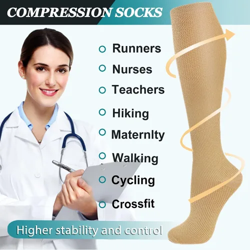 Miniatura 43 de ACTINPUT 8 pares de calcetines de compresión para mujeres y hombres, medias de compresión de apoyo para médicos, correr, atletismo