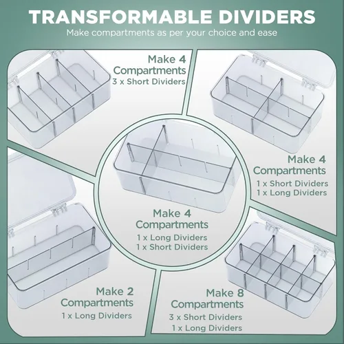 Miniatura 3 de Utopia Home - Organizador de bolsas de té con tapas, (1 unidad) Caja de almacenamiento transparente para despensa - Organizadores de partición