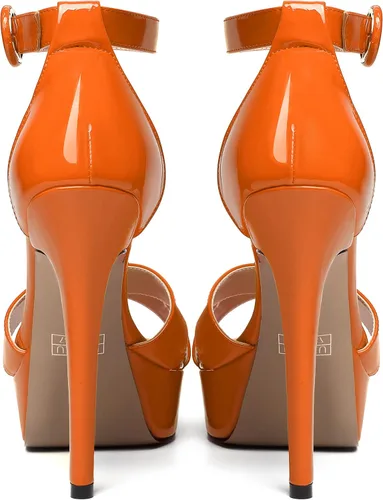 Miniatura 18 de MODENCOCO Sandalias de boda con correa de tobillo sexy para mujer, con plataforma y puntera abierta, tacón de aguja y tacón alto, zapatos de vestir