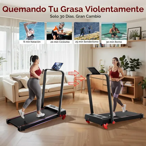 Miniatura 4 de RHYTHM FUN Cinta de correr con inclinación, almohadilla para caminar con barra de mango, almohadilla para caminar de 300 libras con aplicación