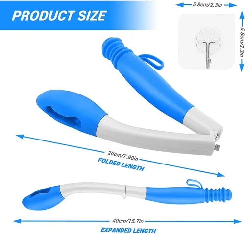 Miniatura 2 de Jhua Herramienta de limpiaparabrisas plegable para mujeres y hombres, ayuda para el inodoro para limpiar 15.7 pulgadas de largo, cómoda, ayuda