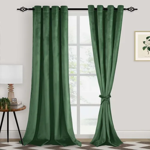 Miniatura 52 de XWZO Cortinas de terciopelo azul de 63 pulgadas de largo, elegantes cortinas de lujo suaves para sala de estar, aislamiento térmico, oscurecimiento