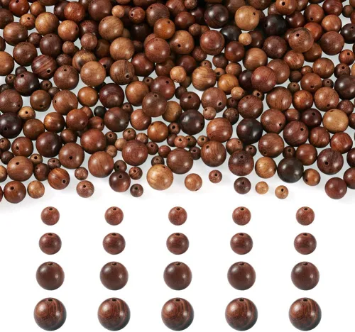 Miniatura 15 de Mega Pet 50 cuentas espaciadoras de madera natural sin terminar de 0.394 in (0.4 pulgadas), bolas redondas de madera sueltas para manualidades