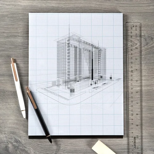Miniatura 2 de Bienfang Bloc de papel de diseño cuadriculado, sección transversal de 8 x 8, 8.5 x 11 pulgadas, 50 hojas Sección transversal 8x8