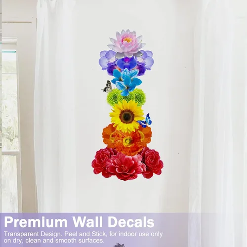 Miniatura 4 de Calcomanías de pared de flores coloridas, margarita, rosa, loto, girasol, floral, calcomanías de pared para despegar y pegar, calcomanías extraíbles