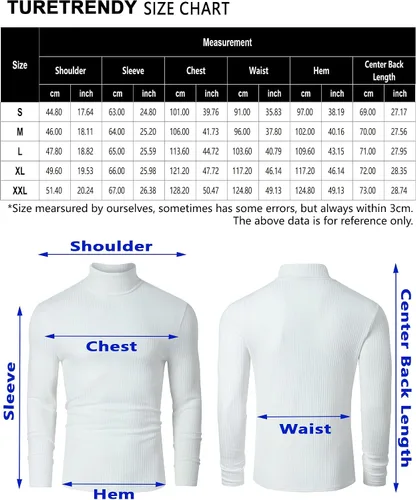 Miniatura 6 de TURETRENDY Camisetas elásticas para hombre, cuello alto, manga larga, de punto, casual, ajustadas, básicas