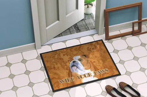 Miniatura 4 de Caroline's Treasures SS4893MAT Bulldog English Wipe Your Paws - Tapete para puerta delantera, 18 x 27 pulgadas, tapete para puerta delantera