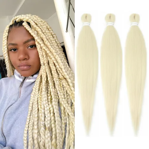 Miniatura 34 de Cabello trenzado marrón preestirado de 30 pulgadas, 3 paquetes de cabello trenzado preestirado de color 30 EZ, textura Yaki, extensiones de cabello