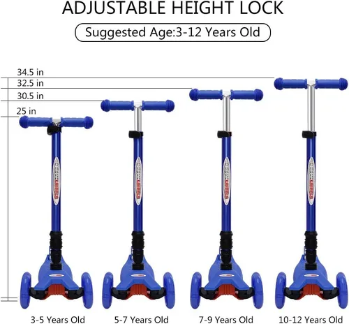 Miniatura 2 de ChromeWheels Patinetes Plegables para Niños, Patinete Deluxe con 4 Alturas Ajustables, Límite de Peso 132 libras, 3 Ruedas, Inclínate para Dirigir #