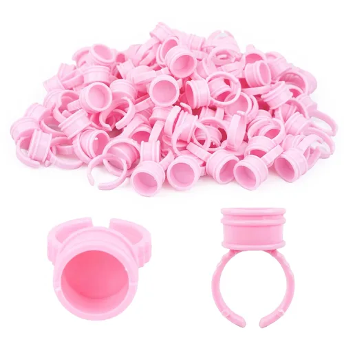 Miniatura 10 de G2PLUS Anillos de pegamento para extensiones de pestañas, 100 piezas de anillos desechables para pigmentos, soporte de pegamento de pestañas blanco