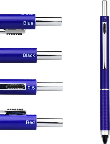 Miniatura 10 de DUNBONG Bolígrafo multicolor 4 en 1, bolígrafo multifunción con carcasa de metal, lápiz mecánico de 0.020 in, rojo, azul y negro, 1 unidad (negro)