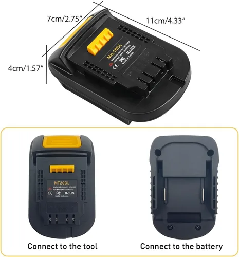 Miniatura 5 de Adaptador Convertidor de Batería para Batería de Milwaukee a Dewalt, para Batería de Litio Milwaukee M18 de 18V Convertir a Baterías de Litio Dewalt