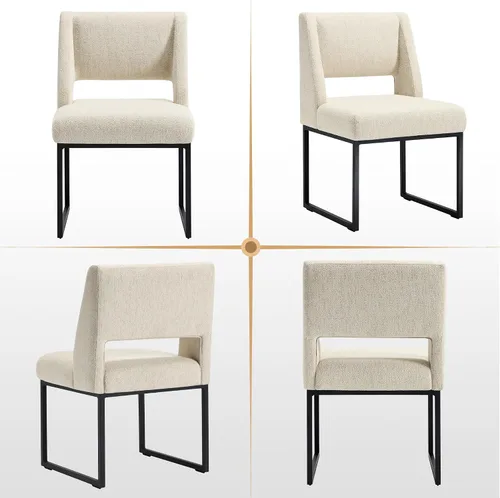 Miniatura 8 de Zesthouse Juego de 6 sillas de comedor modernas de piel sintética, cómodas sillas de cocina marrones con patas de metal inoxidable, sillas laterales