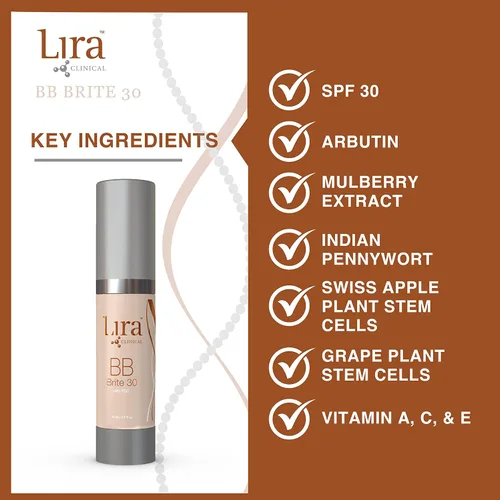 Miniatura 4 de Lira Clinical BB - Crema BB tintada SPF 30 con PSC y vitaminas, cobertura completa, 0.7 onzas líquidas (BB Brite 30)