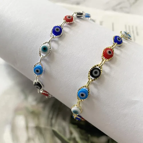 Miniatura 6 de Dainty Evil Eye Bracelets for Women,14K Gold Evil Eye Chain Bracelet for Girls