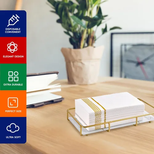 Miniatura 2 de Paquete de 200 servilletas de papel, toallas para huéspedes, desechables de calidad premium de 3 capas, servilletas de cena desechables, suaves