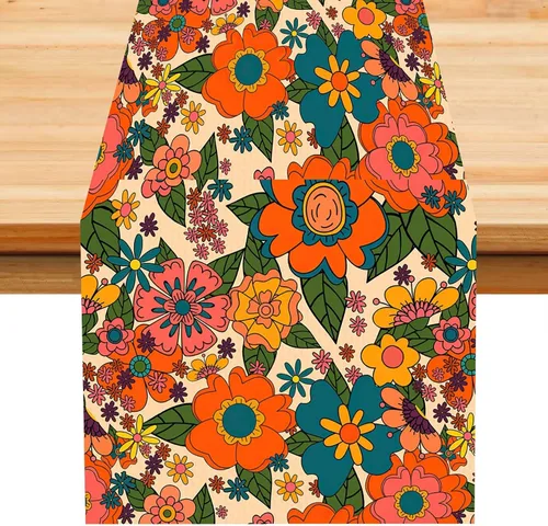Miniatura 66 de Camino de mesa con estampado de piel de vaca, lino y algodón, rústico, estilo occidental, color negro, marrón, piel de vaca, para decoración