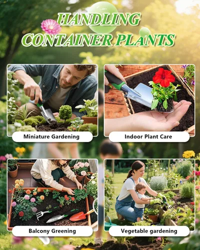 Miniatura 7 de Herramientas de jardín, juego de herramientas de jardín de aluminio fundido resistente con paleta de mano, paleta de trasplante, rastrillo
