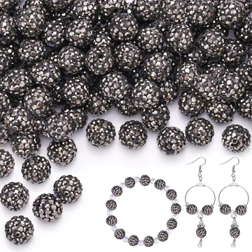 Miniatura 23 de 100 cuentas de diamantes de imitación de 0.394 pulgadas para la fabricación de joyas, 10 cuentas redondas brillantes de discoteca de Shamballa