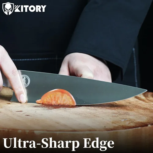 Miniatura 4 de Kitory Cuchillo de chef de 8 pulgadas, cuchillo de cocina Gyuto, picador profesional de espiga completa, acero forjado HC, mango ergonómico de MTD06S