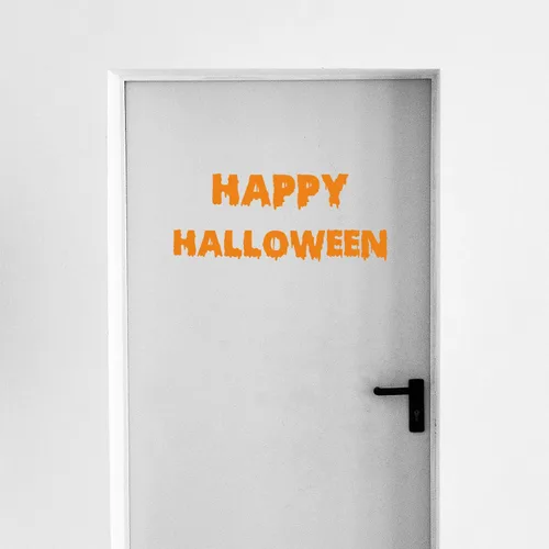 Miniatura 2 de Calcomanía de vinilo para pared, diseño de Feliz Halloween, 9.5 x 23 pulgadas, divertido limo con letras de felicitación de temporada, para niños