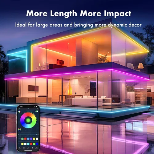 Miniatura 6 de Cuerda de luces LED de neón de 32.8 pies con aplicación/control remoto, diseño flexible de bricolaje, luces de neón de sincronización de música