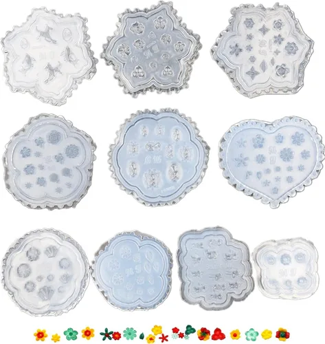 10 moldes de silicona para uñas, decoración de arte de uñas, moldes de resina para manicura, plantillas de cristal, herramientas de manicura (forma