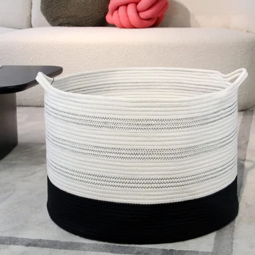 Miniatura 6 de Casaphoria - Canasta tejida con cuerda de algodón 3XL de 22 x 22 x 14 pulgadas, para sala de estar, mantas, ropa sucia, con asa (paquete de 1)