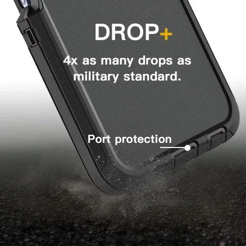 Miniatura 4 de AICase Funda para Galaxy A03S, resistente protección contra caídas, cuerpo completo, resistente a prueba de golpes y polvo, 3 capas, protección Negro