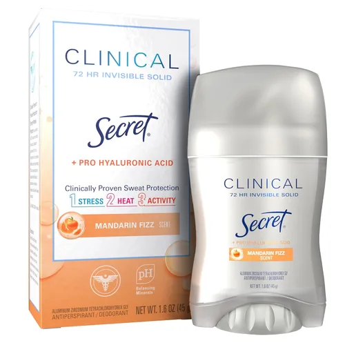 Secret Clinical Strength - Desodorante antitranspirante para mujer, protección contra el estrés 3X, protección contra el sudor y el olor 72 horas,