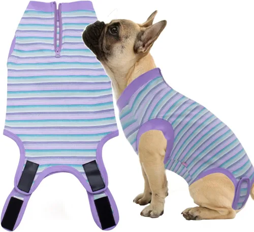 Miniatura 6 de Traje de Recuperación Wabdhaly para Perros, Traje de Cone de Perro con Cremallera Alternativa para Cirugía de Esterilización Femenina, Traje