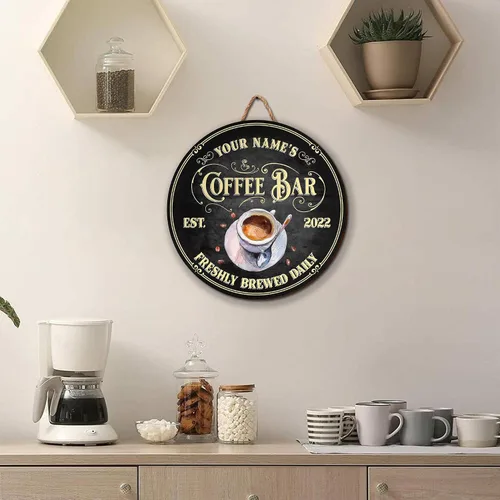 Miniatura 6 de Artsy Woodsy Letrero personalizado de madera para barra de café (no tallada o neón), placa de pared para decoración de cocina, regalos 01