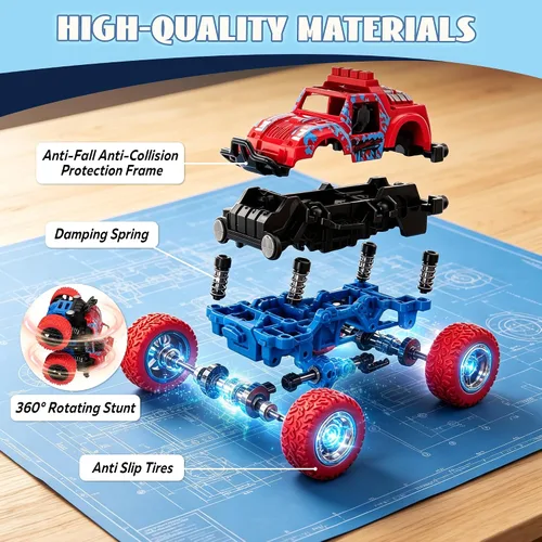 Miniatura 8 de Camión monstruo para niños de 3, 4, 5, 6, 7 años, paquete de 4 juguetes de automóvil impulsados por fricción Push and Go, juego de vehículos