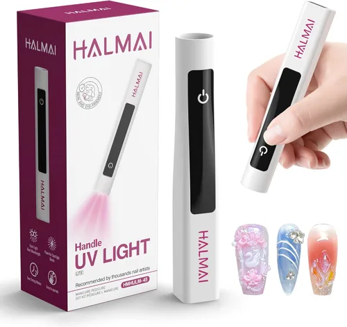 Halmai Lámpara de uñas UV de mano para esmalte de gel, mini luz roja portátil con LED, secadora USB recargable inalámbrica, herramienta de salón de