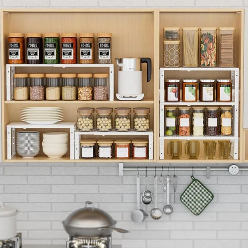 Miniatura 3 de Estante Expandible para Especias de Cocina, Organizador de Estante de Gabinete, Estantes de Almacenamiento Apilables, Estantería Ajustable